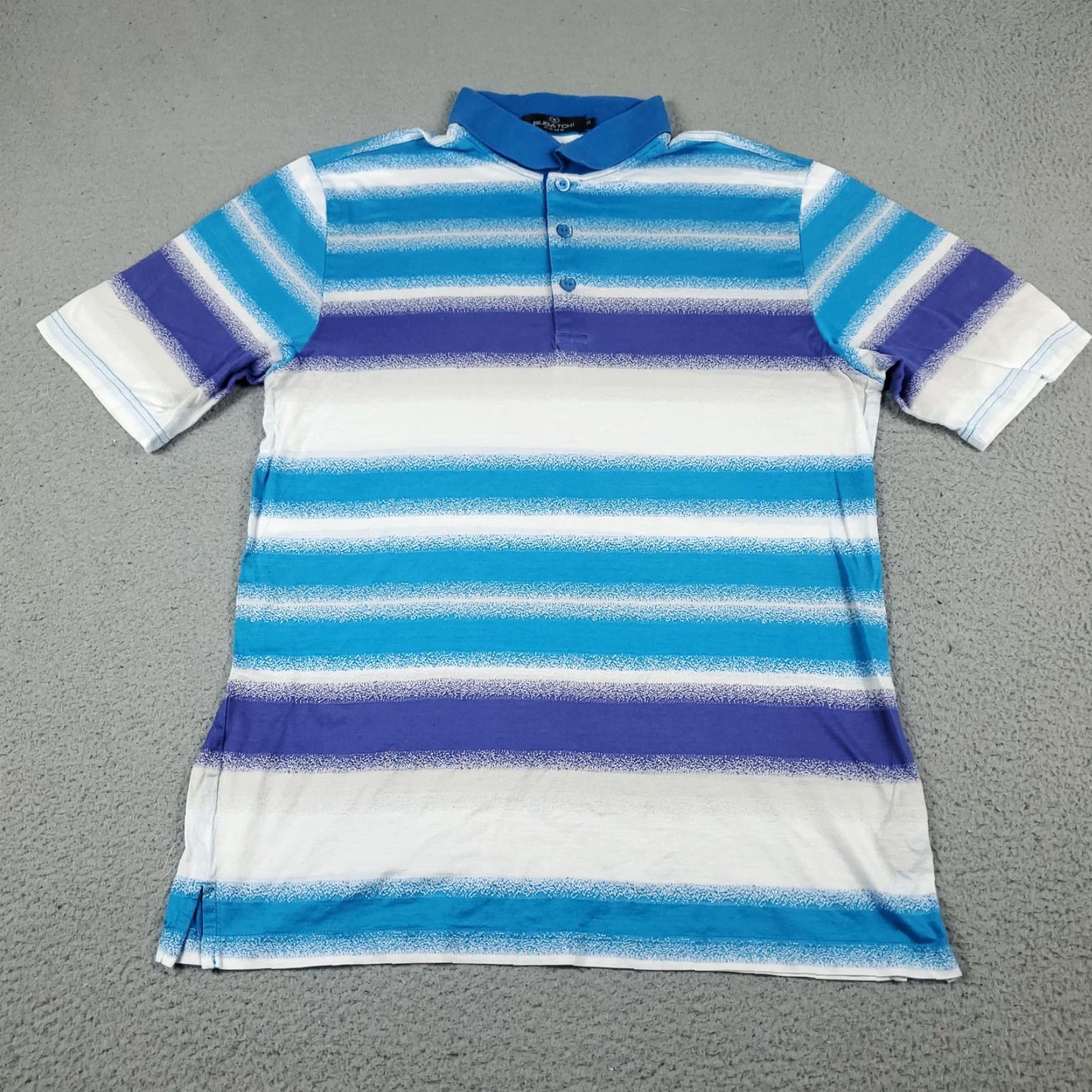 BUGATCHI VINTAGE Bugatchi Polo Shirt Mens Size M Blue White Striped Short Sleeve Casual Shirt Adult Medium Blue Striped Logo Buttons Mens Size US M / EU 48-50 / 2 - 2 Thumbnail