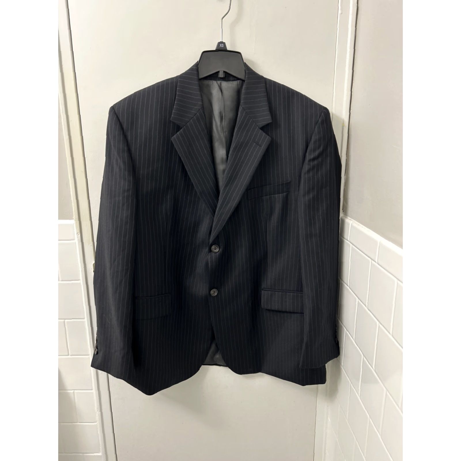 Ralph Lauren Lauren Ralph Lauren Blazer Mens 42S Black 100% Wool Tweed Pinstripe Two-Button Long Notch Lapel Jacket Size 42R - 2 Thumbnail