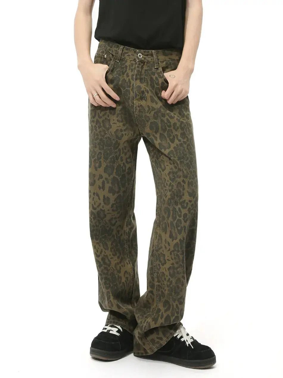 Japanese Brand Retro loose leopard print hip-hop jeans Size US 32 / EU 48 - 1 Thumbnail