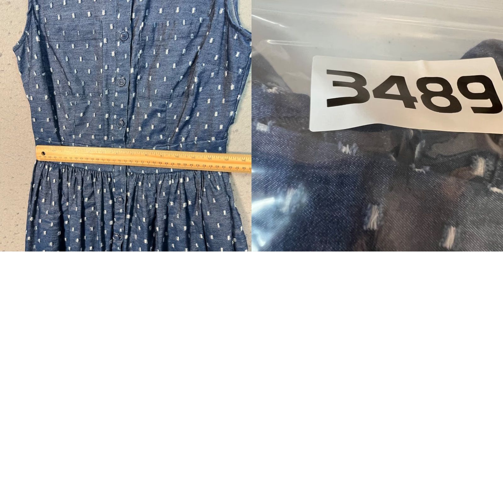 Vintage Eva Mendes Dress Womens Size 0 Blue Sleeveless Collared Button-Front Midi Fit & Flare Cotton Blend Vintage/Used Women’s Dress Size XS / US 0-2 / IT 36-38 - 8 Thumbnail