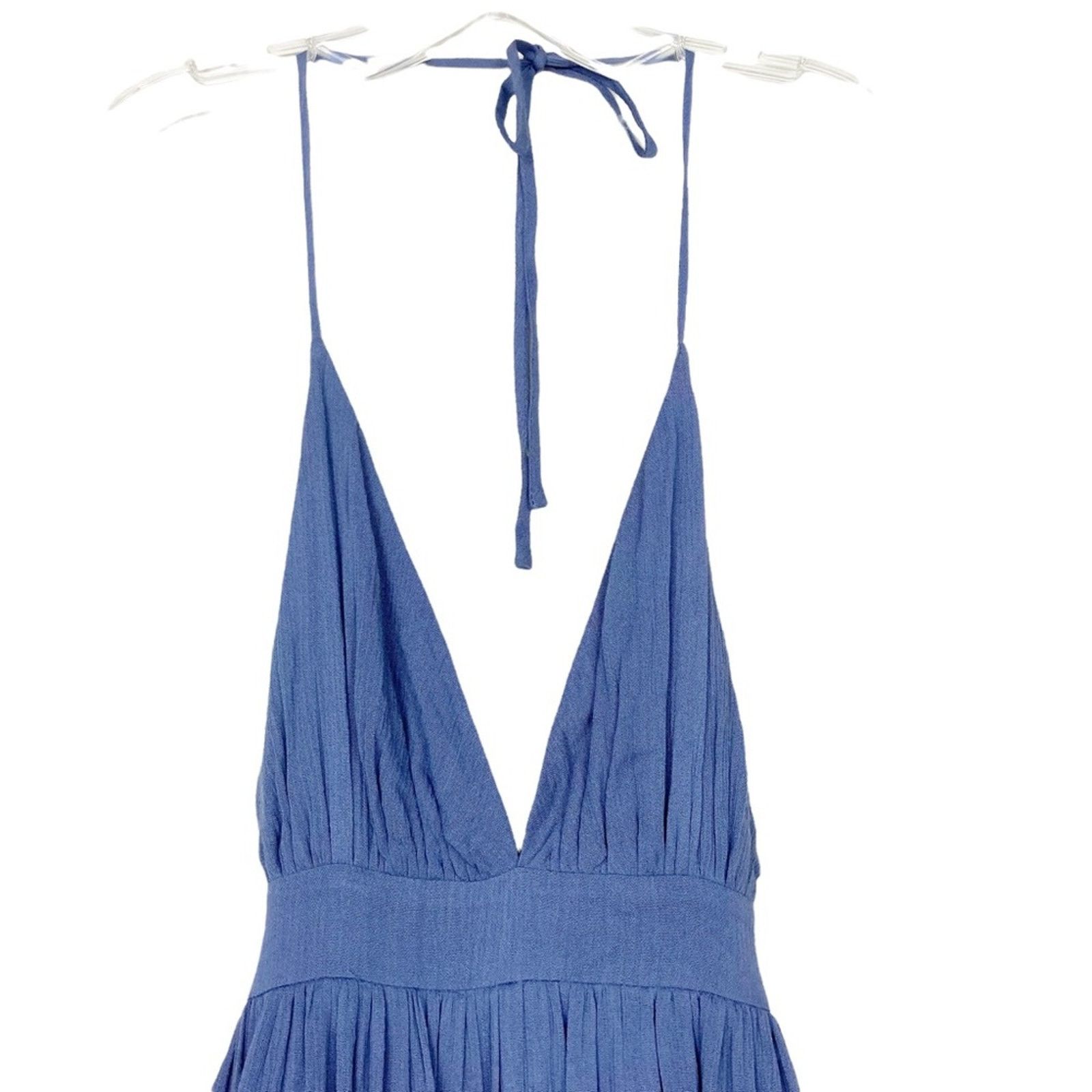 Other Windsor Blue Tiered Ruffle Backless Halter Dress Sz S Size S / US 4 / IT 40 - 2 Thumbnail