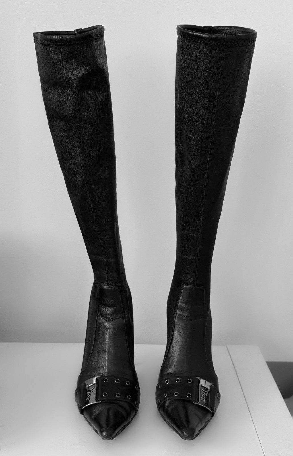 Dior Christian Dior by John Galliano Leather Knee-High Boots Size US 7 / IT 37 - 10 Thumbnail