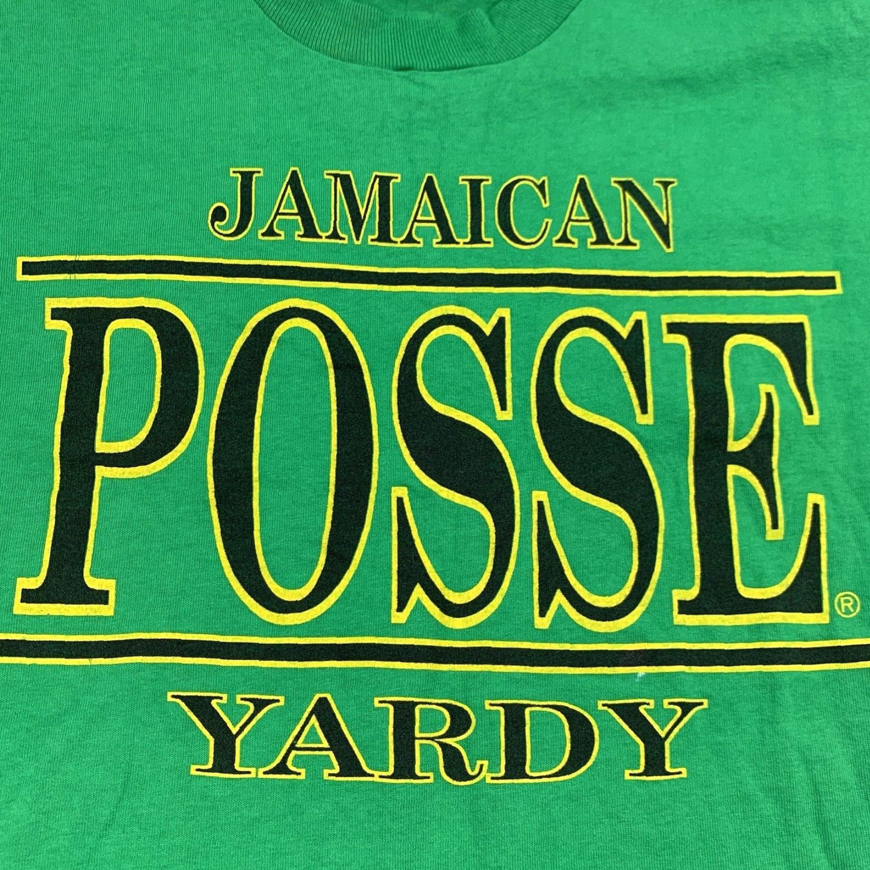 Fruit Of The Loom VINTAGE Fruit of the Loom Jamaican Yardy Posse T-Shirt Adult XL Short Sleeve Crew Neck Green 90s Tropical Mens Size US XL / EU 56 / 4 - 2 Thumbnail