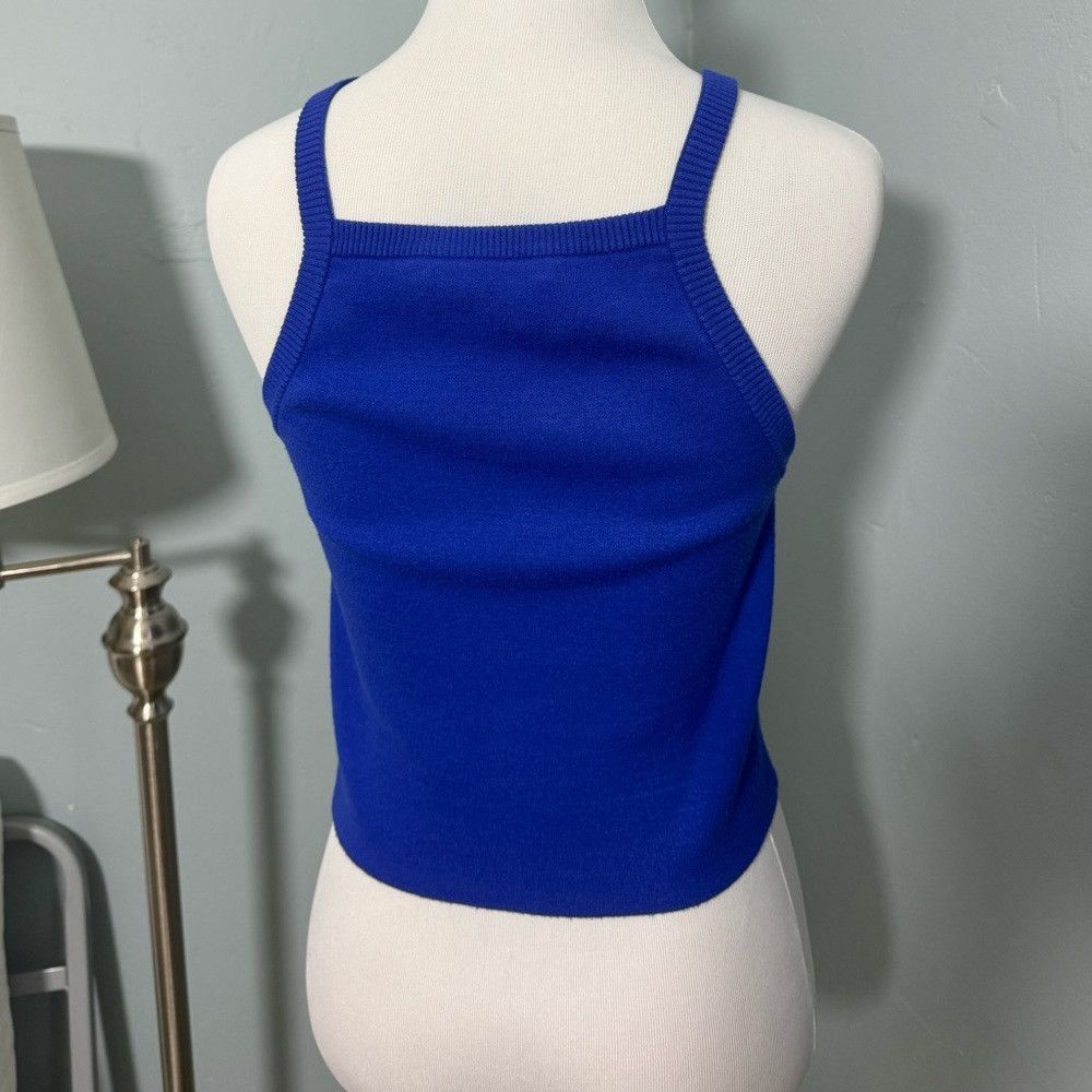 Alice + Olivia Alice + Olivia Cabot High Neck Fitted Tank Top Cobalt Blue Size L / US 10 / IT 46 - 3 Thumbnail