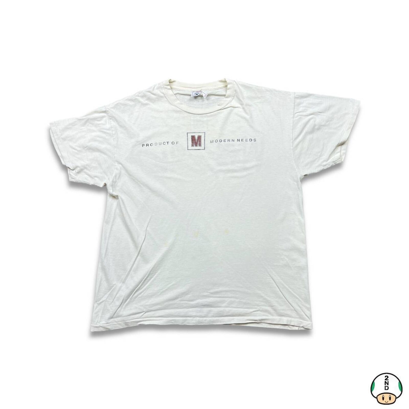 Mossimo × Vintage Vintage 90s Mossimo T Shirt Product Modern Needs Graphic Tee Size US XL / EU 56 / 4 - 1 Thumbnail