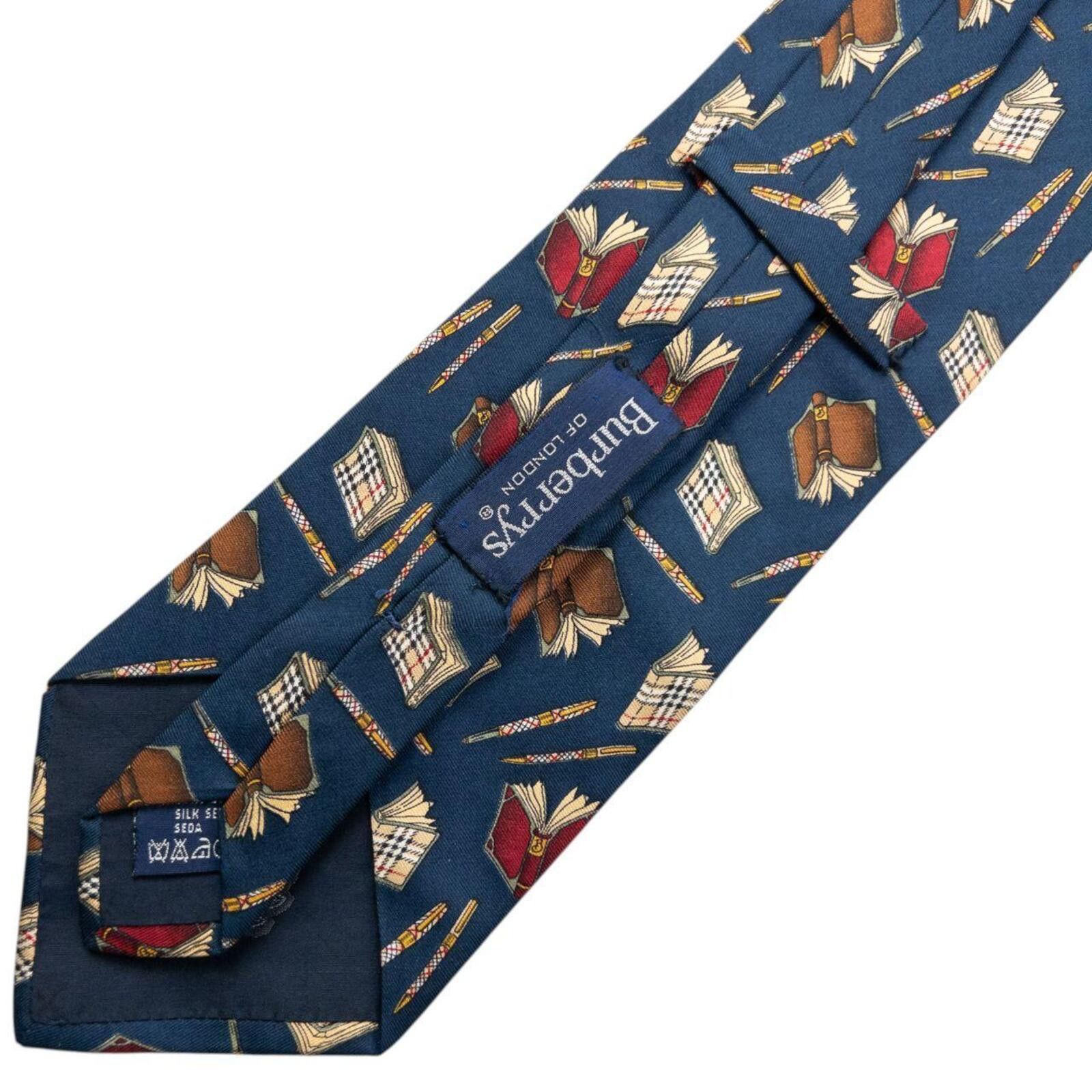 Burberry Vintage 90s Burberry Book & Pen Pattern Silk Tie Size ONE SIZE - 6 Thumbnail
