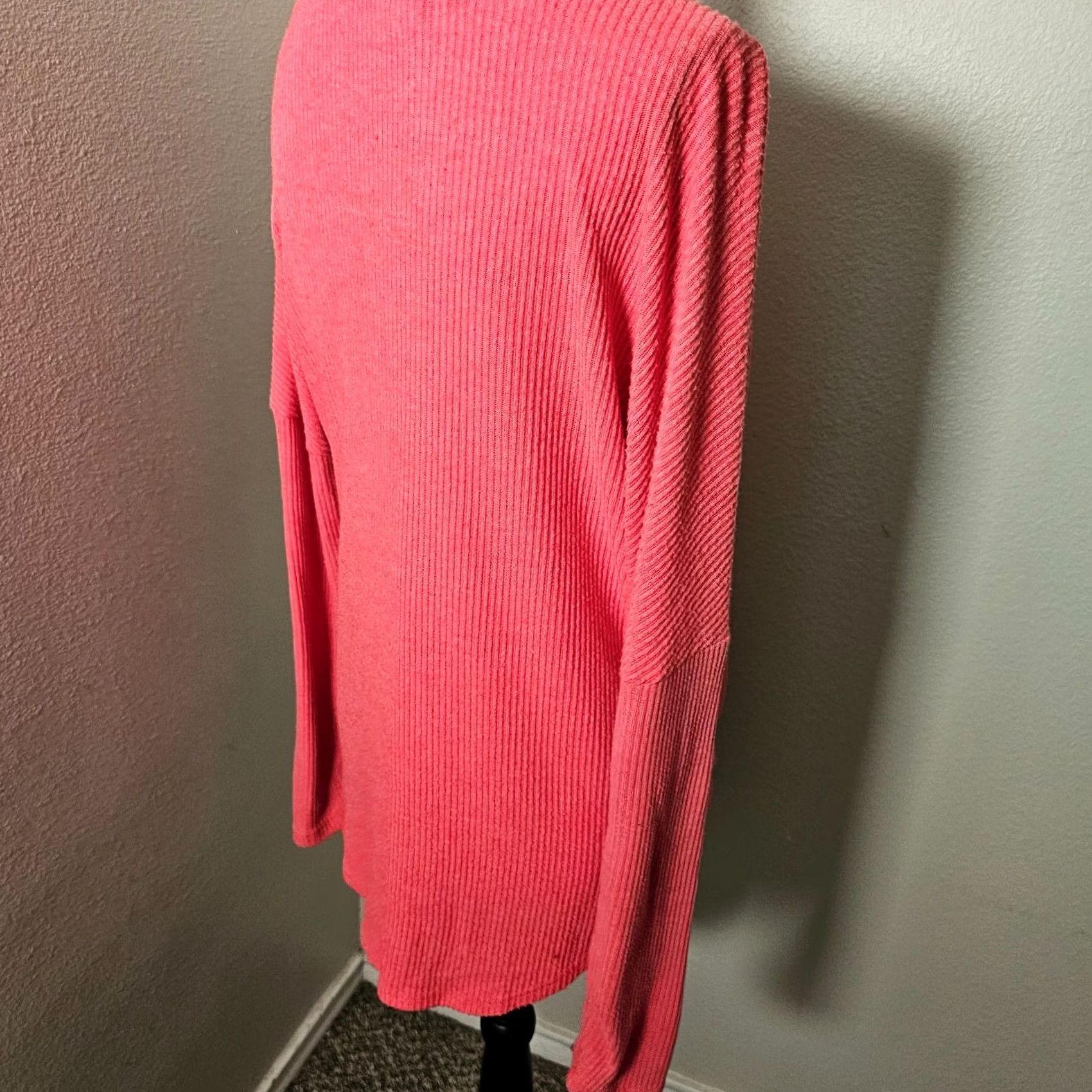 Treasure & Bond Treasure & Bond Women’s Pink Ribbed Knit Tie-Front Casual Sweatshirt S Size S / US 4 / IT 40 - 4 Thumbnail