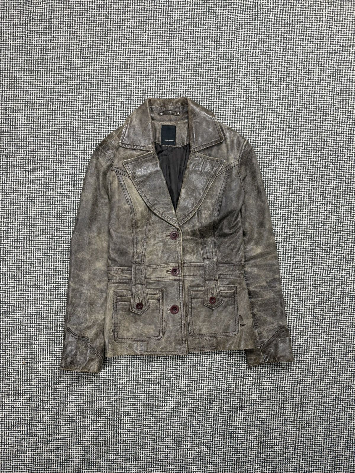 Genuine Leather Sick fader patina avant garde leather blazer jacket Size M / US 6-8 / IT 42-44 - 1 Thumbnail