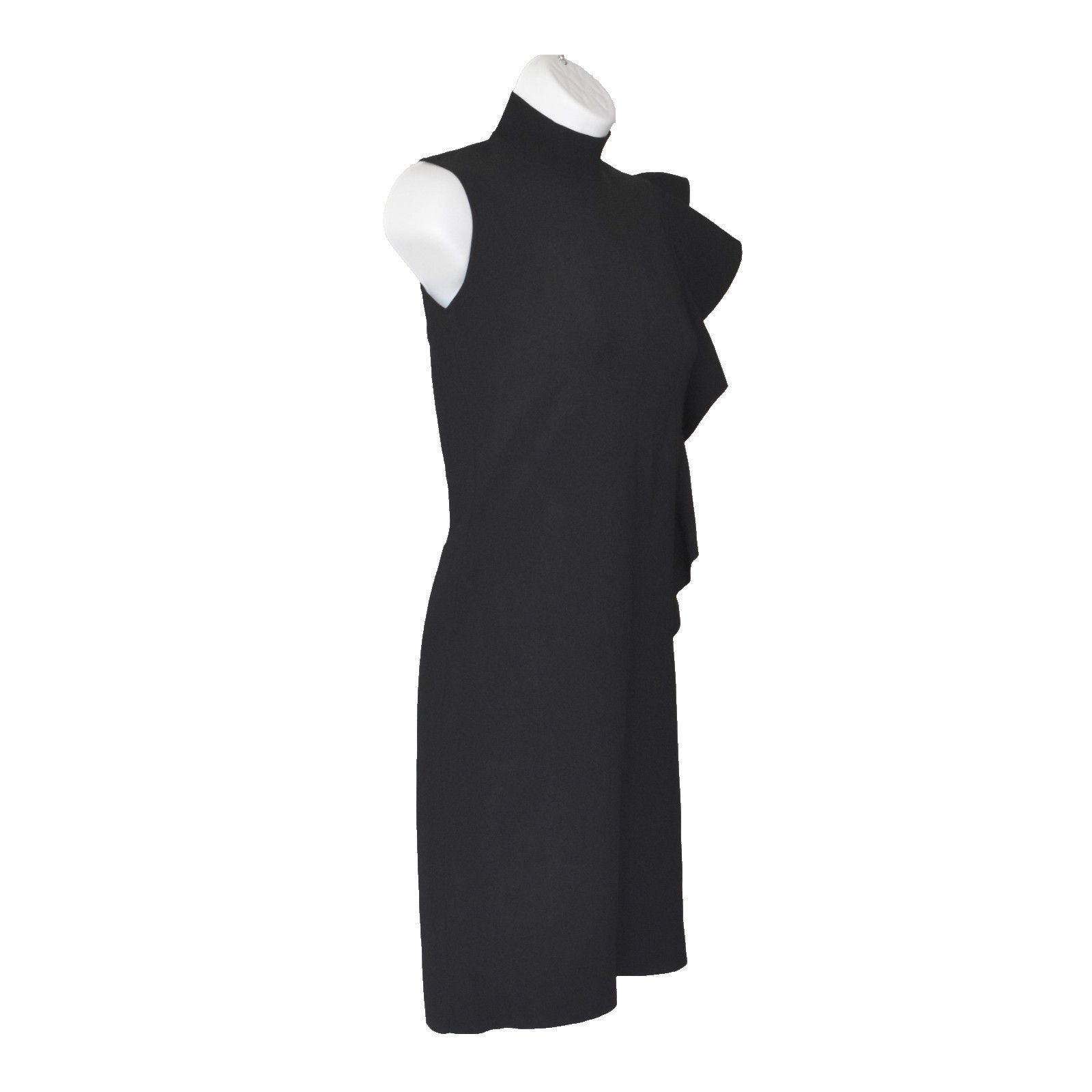 Shanghai Tang SHANGHAI TANG Black Pink Ruffle Sleeveless Sheath Dress Sz S Size S / US 4 / IT 40 - 4 Thumbnail