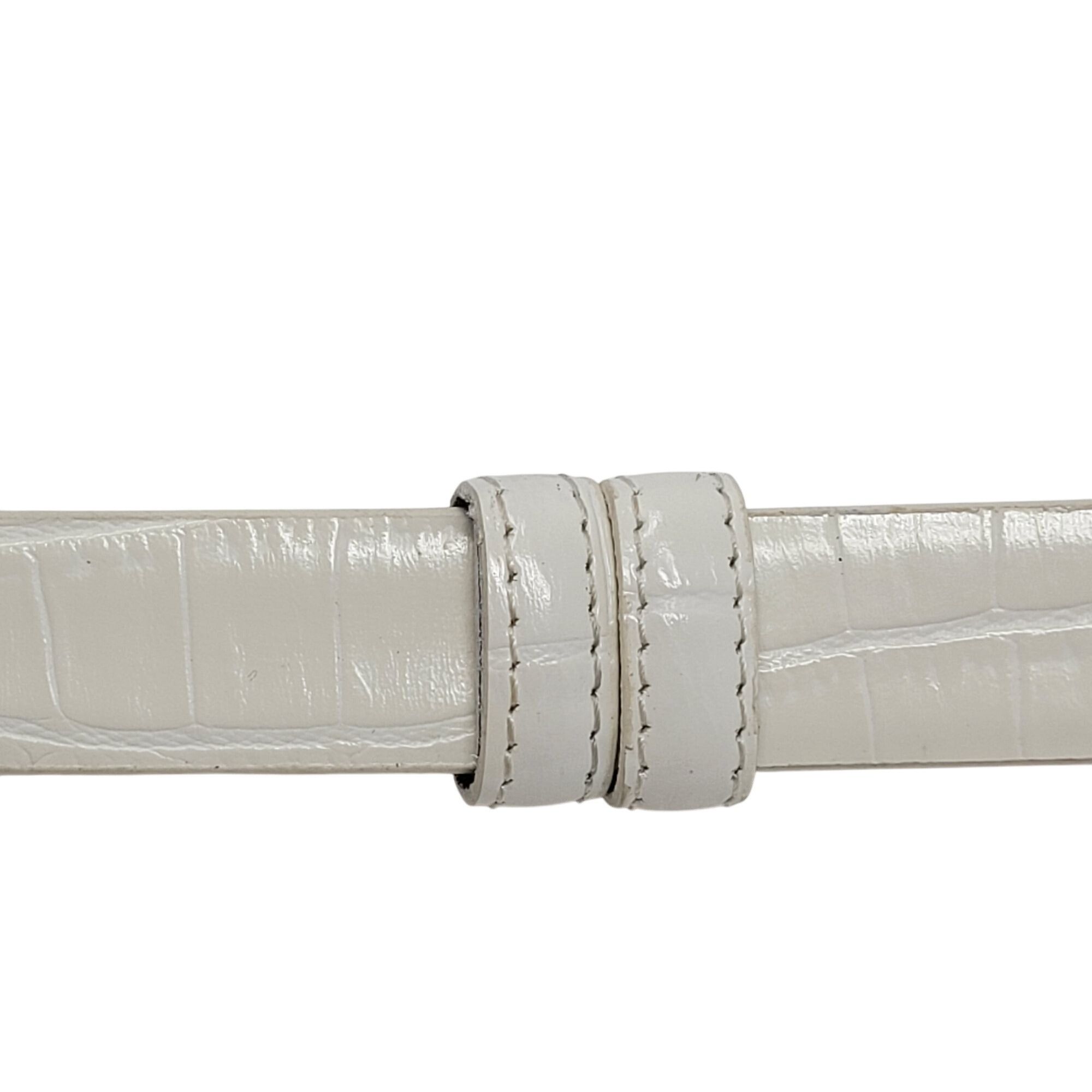 Vintage Vtg White Genuine Leather Crocodile Embossed Belt M Silver A Size ONE SIZE - 7 Thumbnail