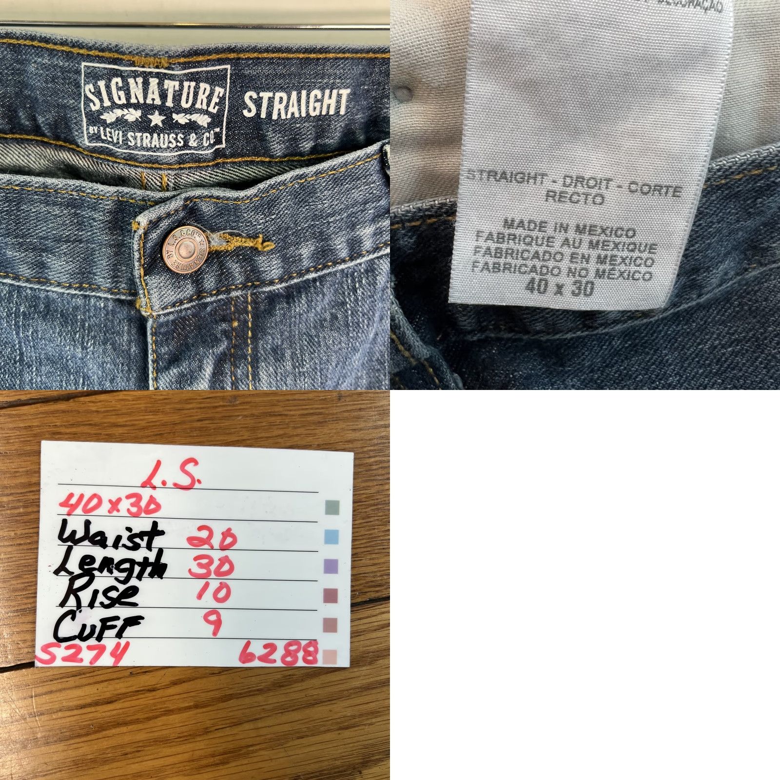 Vintage Signature By Levi Strauss & Co. Mens Mid Rise Straight Blue Denim Jeans Sz 40X30 Size US 40 / EU 56 - 8 Thumbnail