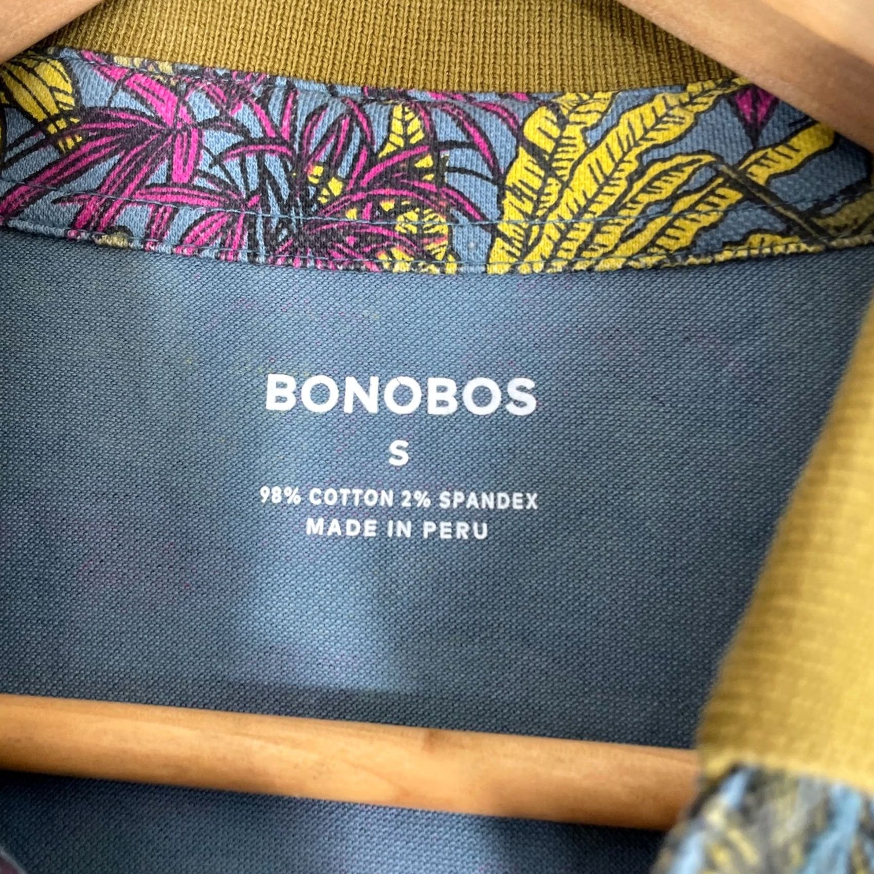 Bonobos Bonobos Polo Shirt Mens Small Blue Jungle Animal Print Long Sleeve Stretch Size US S / EU 44-46 / 1 - 3 Thumbnail