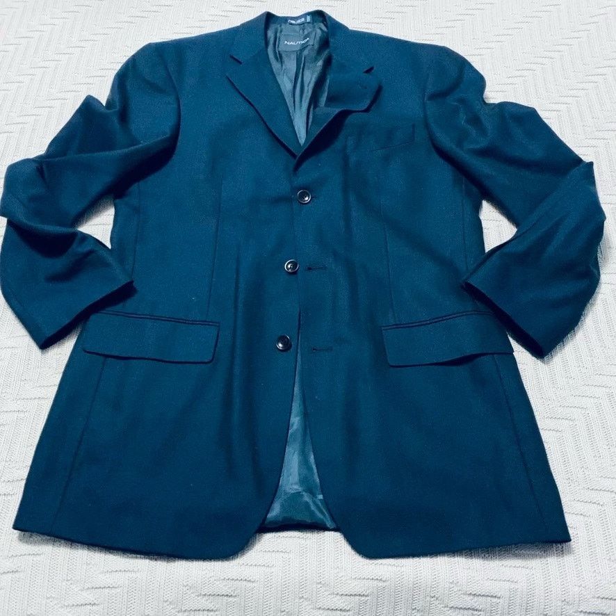 Nautica Nautica blue silk three button blazer size 40L Size 40L - 1 Thumbnail