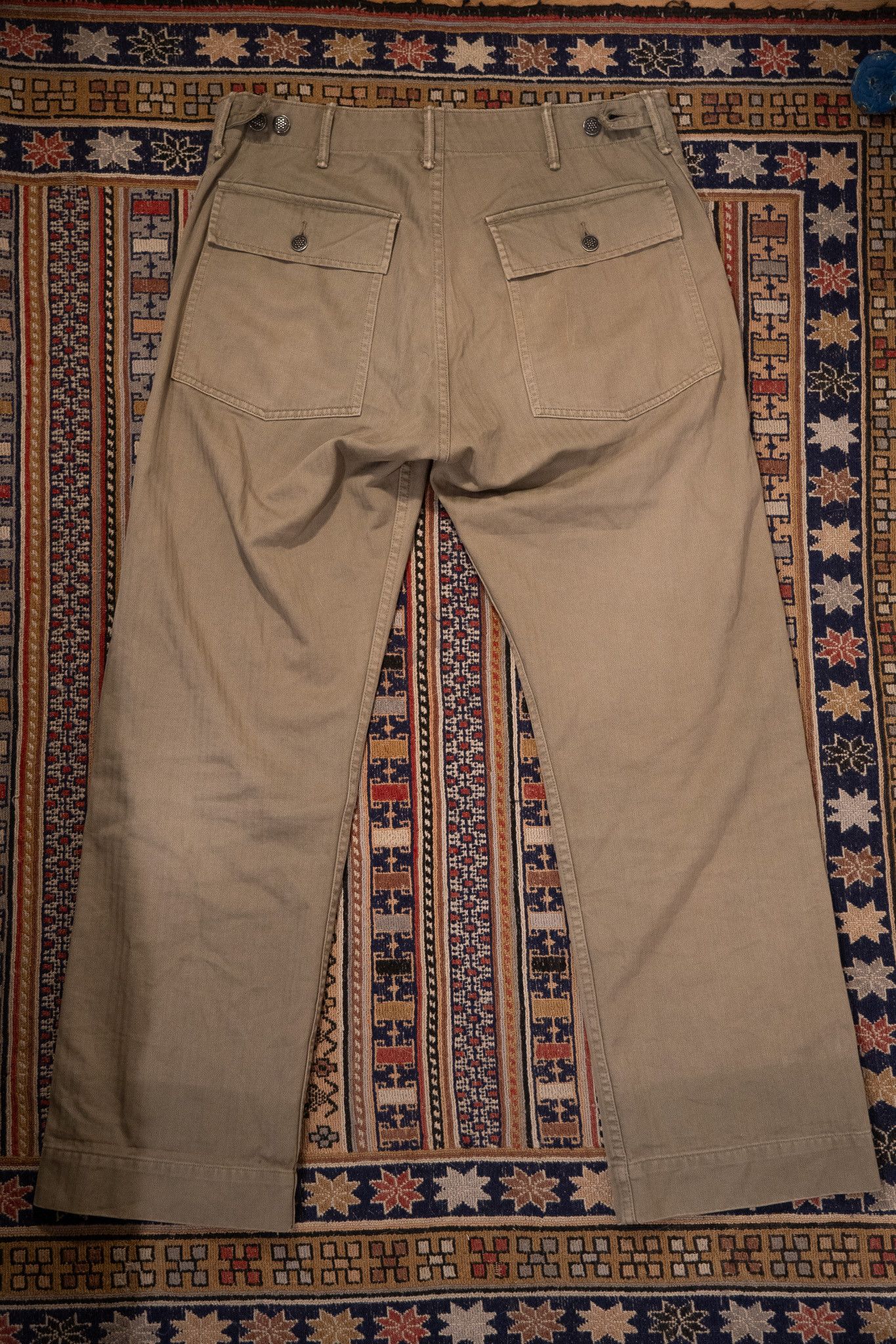 RRL Ralph Lauren RRL Olive Herringbone Trousers Size US 33 - 8 Thumbnail