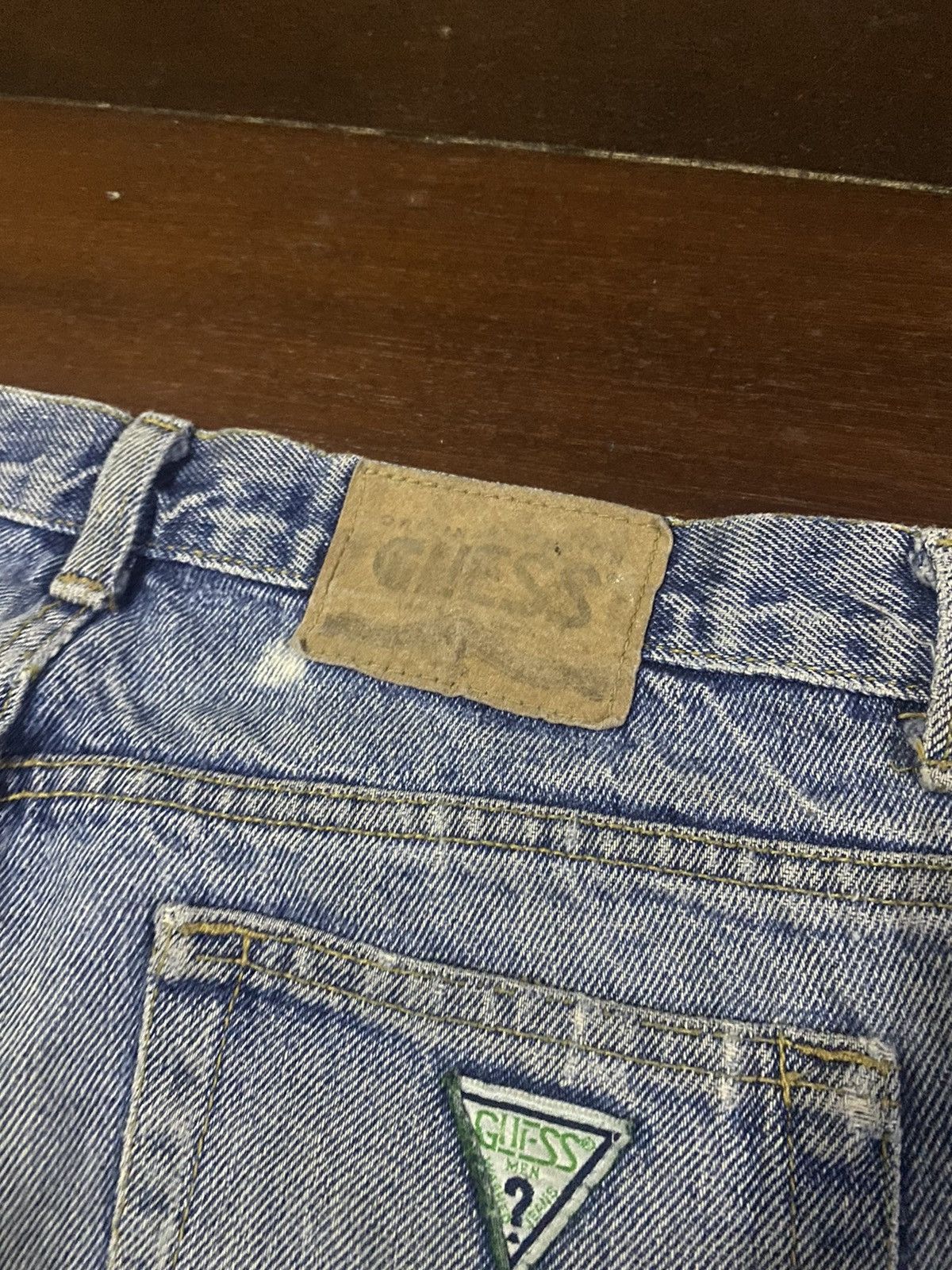 Guess × Polo Ralph Lauren × Vintage Fire 🔥 vintage 90s GUESS MADE IN USA distressed jeans S1 Size US 35 - 19 Thumbnail