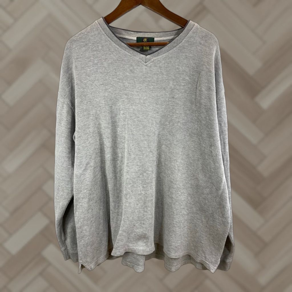 Club Room Club Room Mens Sweater Gray V-Neck Pullover 2XL 100% Cotton Striped (Note: Original pattern is Solid) Size US XXL / EU 58 / 5 - 1 Thumbnail
