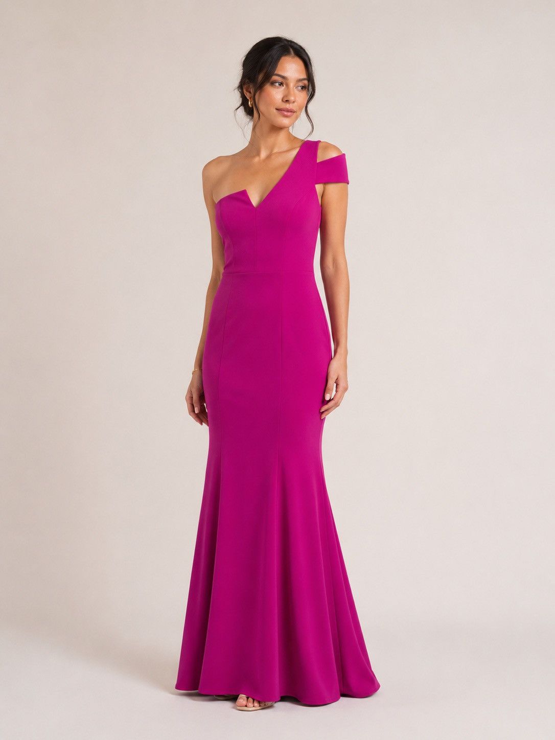 Betsey Johnson 🎉LAST PIECE🎉 BETSY & ADAM‎ One Shoulder Gown Size L / US 10 / IT 46 - 1 Thumbnail