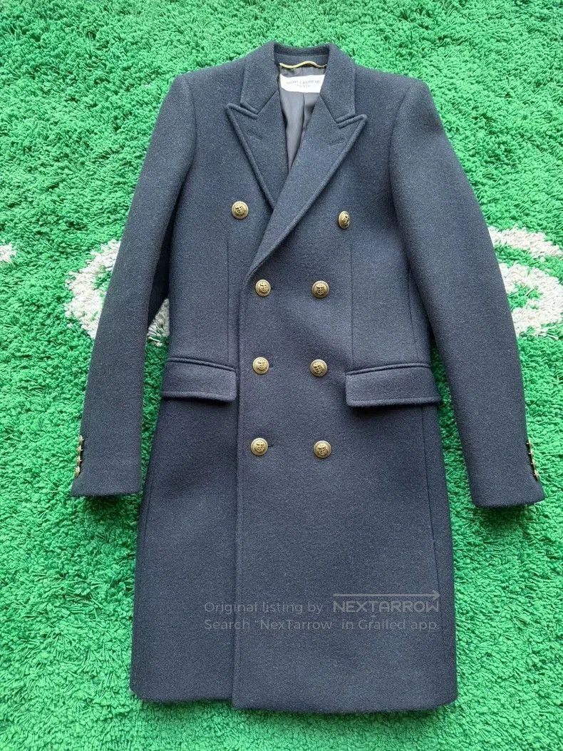 Saint Laurent Paris Saint Laurent Paris Navy Gold Button Coat. Size US XS / EU 42 / 0 - 1 Thumbnail