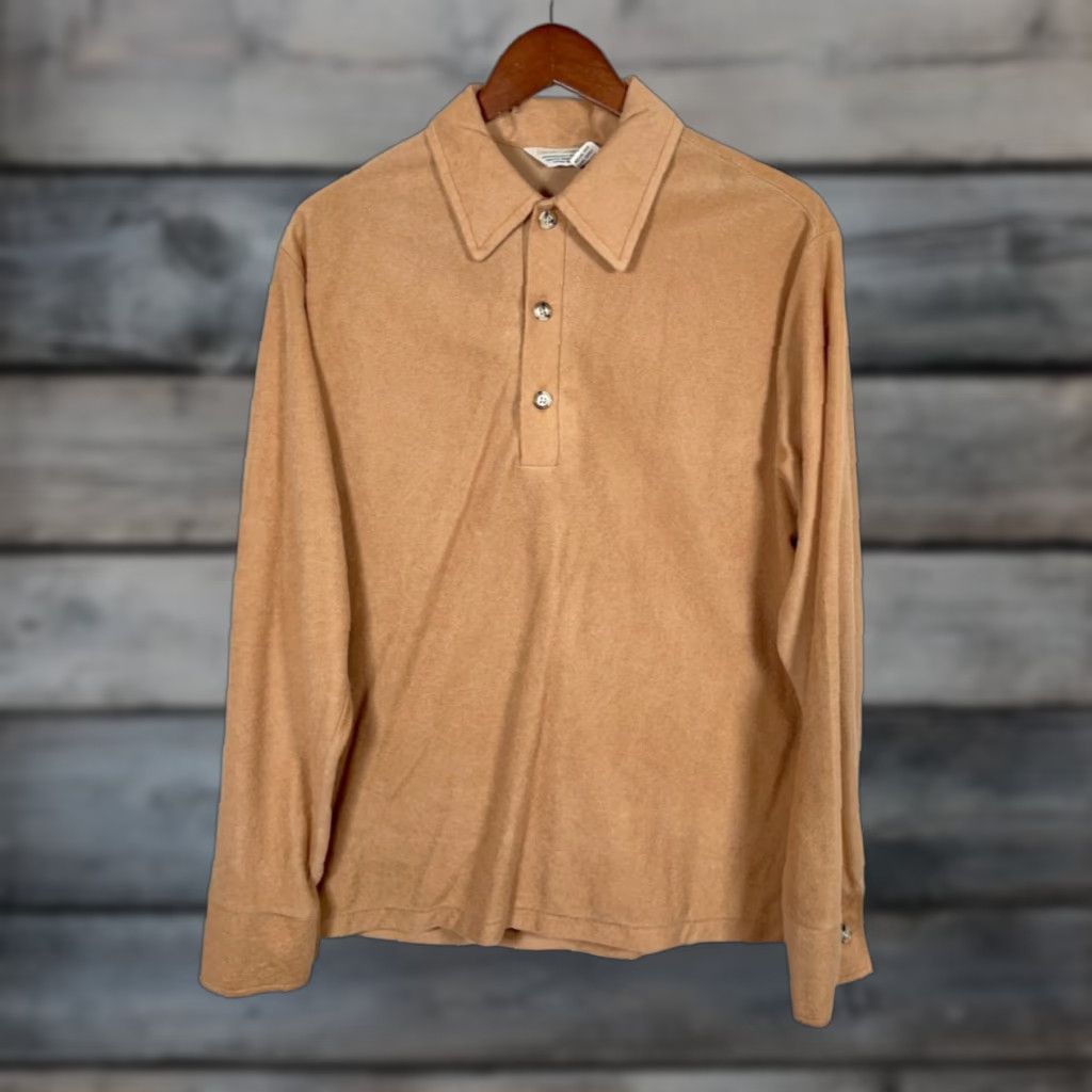 Vintage VINTAGE Classic Collection Long Sleeve Polo Shirt Men's Large Beige Velvet 70s Retro Preppy Size US L / EU 52-54 / 3 - 1 Thumbnail
