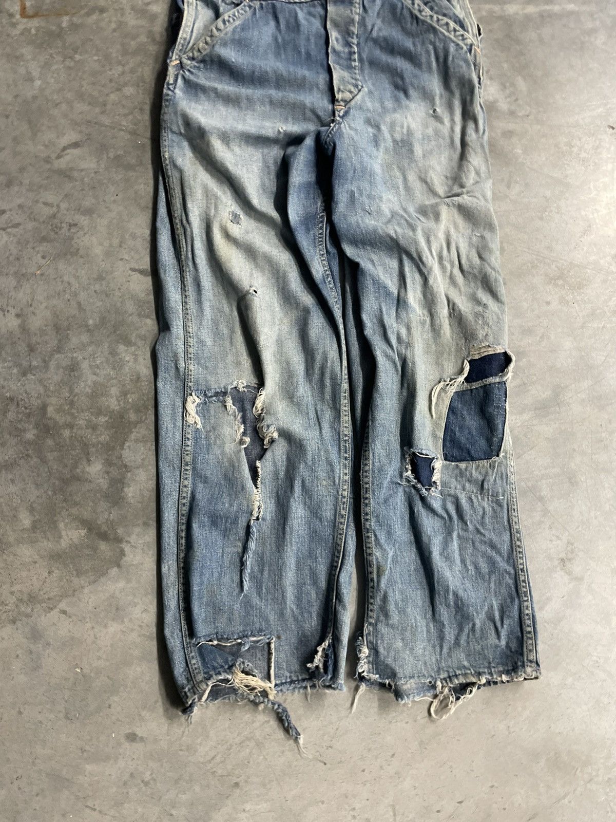 Vintage 40s Wreath Button Selvedge Denim Overalls