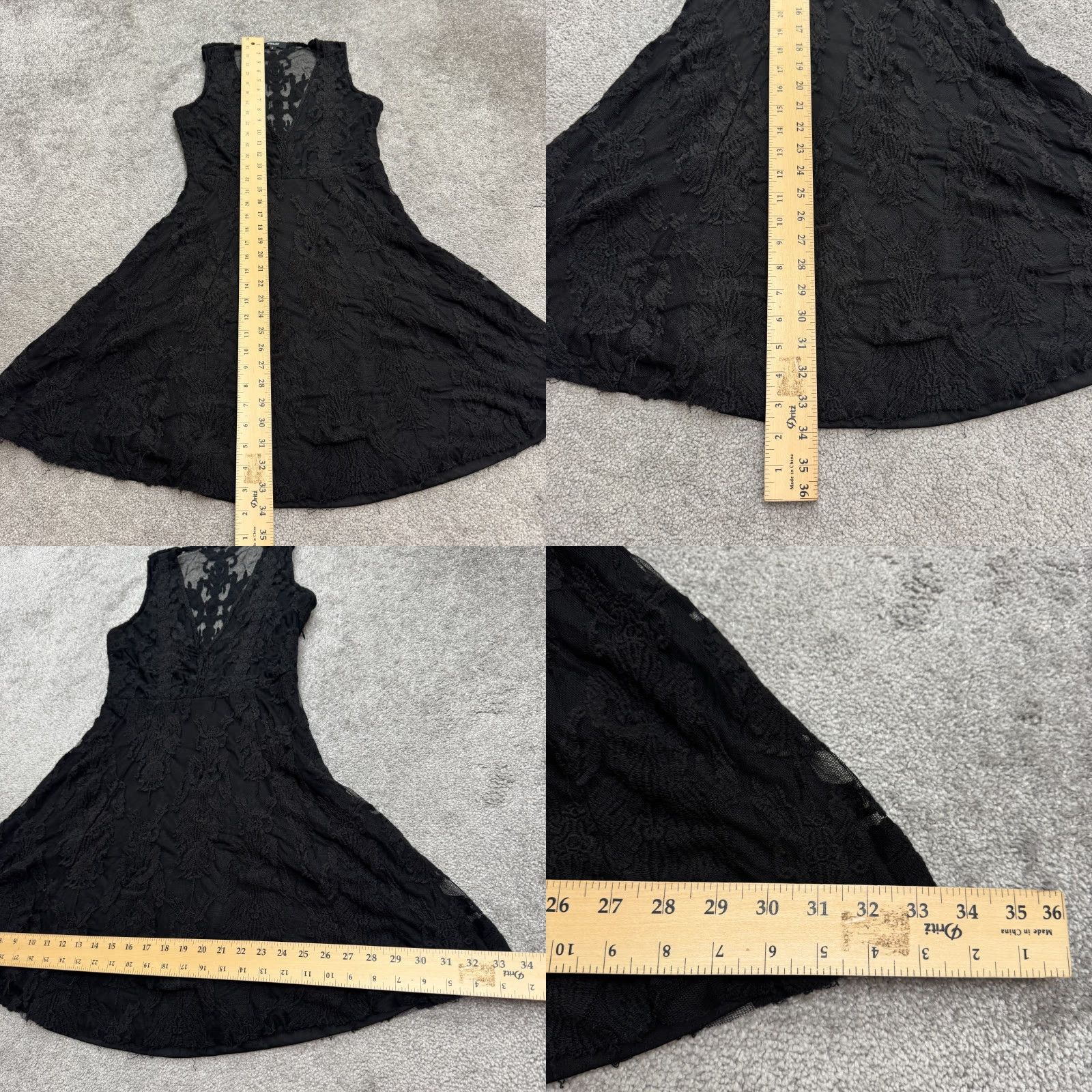 Vintage Wishlist Embroidered Lace Fit & Flare V-Neck Mini Dress Womens Small Black LBD Size S / US 4 / IT 40 - 9 Thumbnail