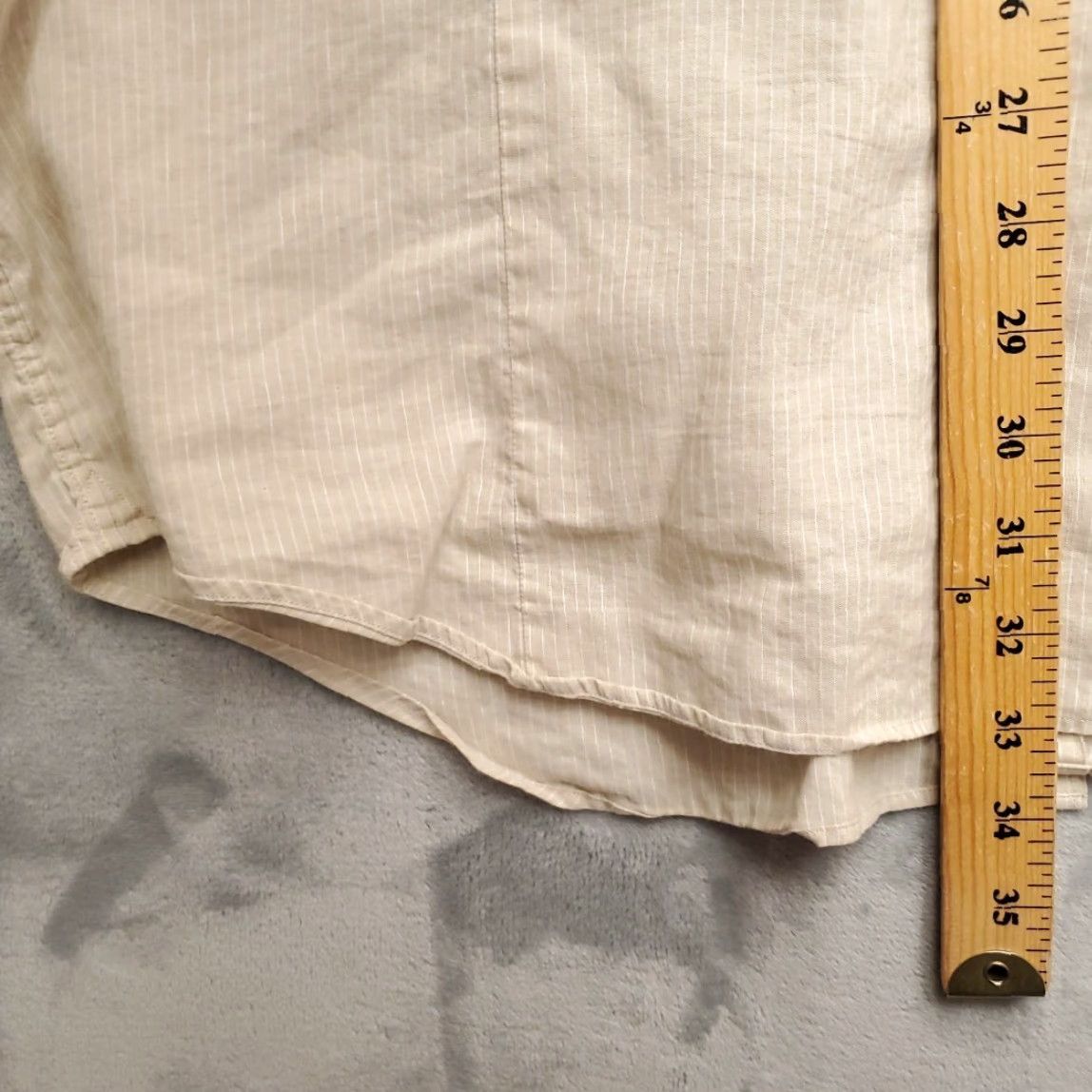 Banana Republic Banana Republic Shirt Men 2XL Beige Striped Linen Long Sleeve Woven Italy Button-Up Casual Travel Mens Size US XXL / EU 58 / 5 - 6 Thumbnail