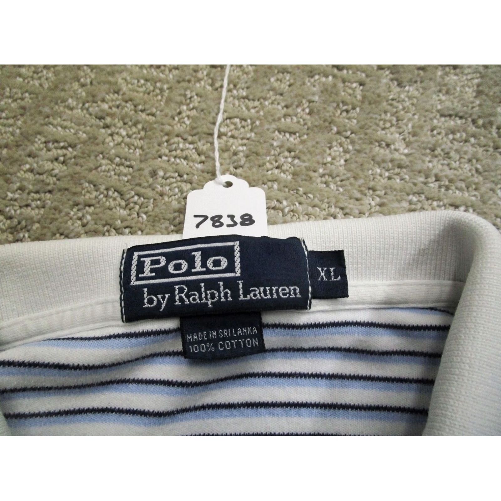 Polo Ralph Lauren Polo Ralph Lauren Polo Shirt Men XL White Blue Striped Short Sleeve Size US XL / EU 56 / 4 - 7 Thumbnail