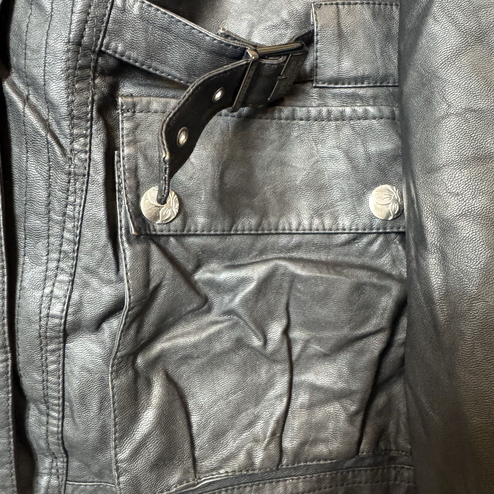 Other MontanaCo Faux Black Leather Hooded Jacket Buckle Women’s M Size M / US 6-8 / IT 42-44 - 5 Thumbnail