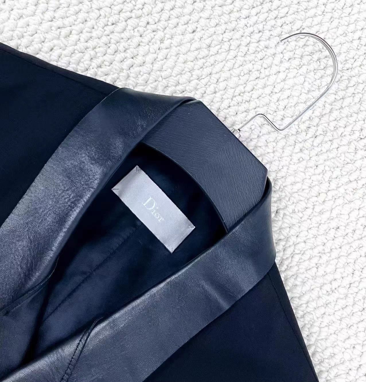 Dior Dior Homme Black Collar Satin Wool Lambskin Waistcoat 46 Size 46R - 3 Thumbnail