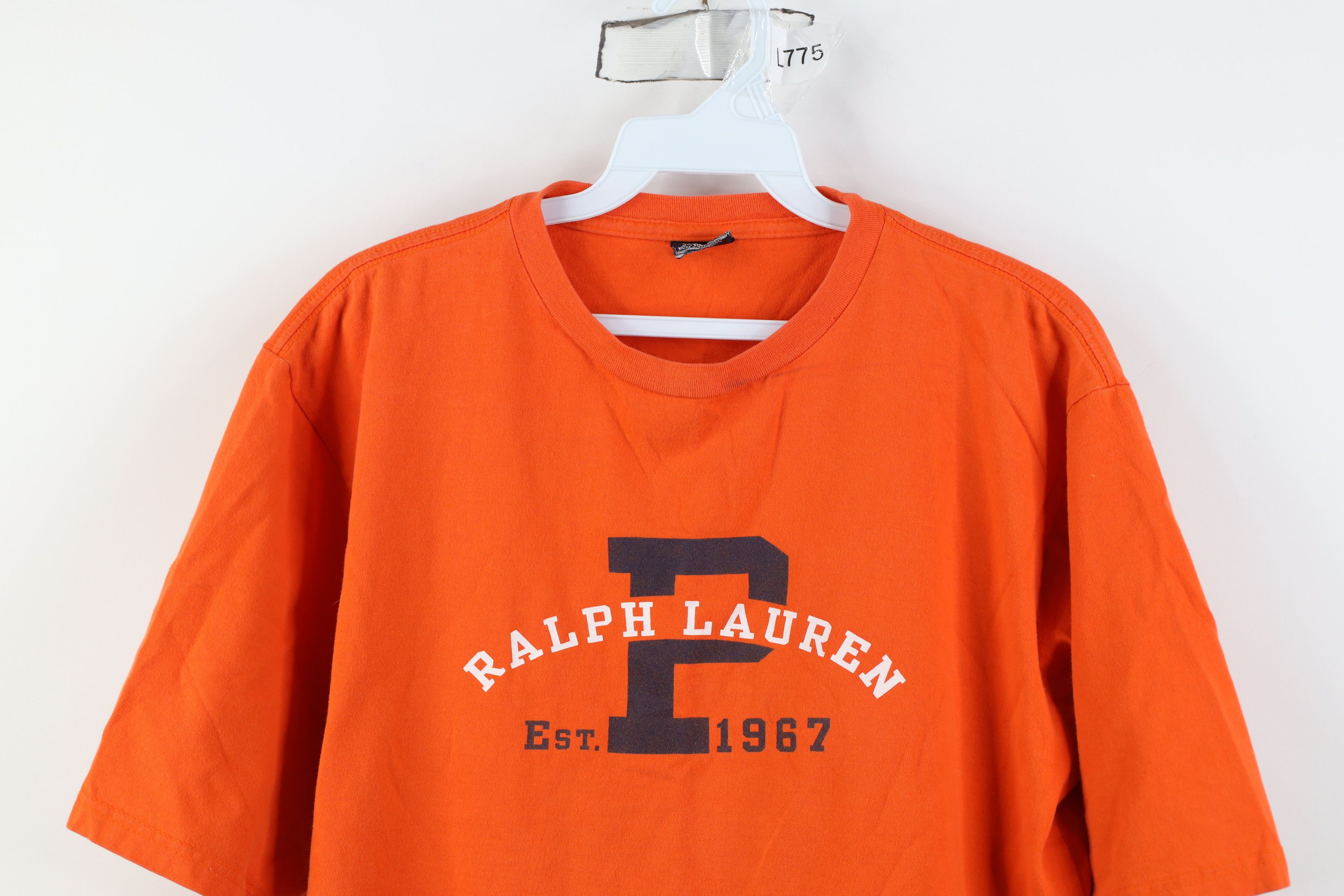 Ralph Lauren Vintage 90s Ralph Lauren Spell P Logo T-Shirt Orange Cotton Size US S / EU 44-46 / 1 - 2 Thumbnail