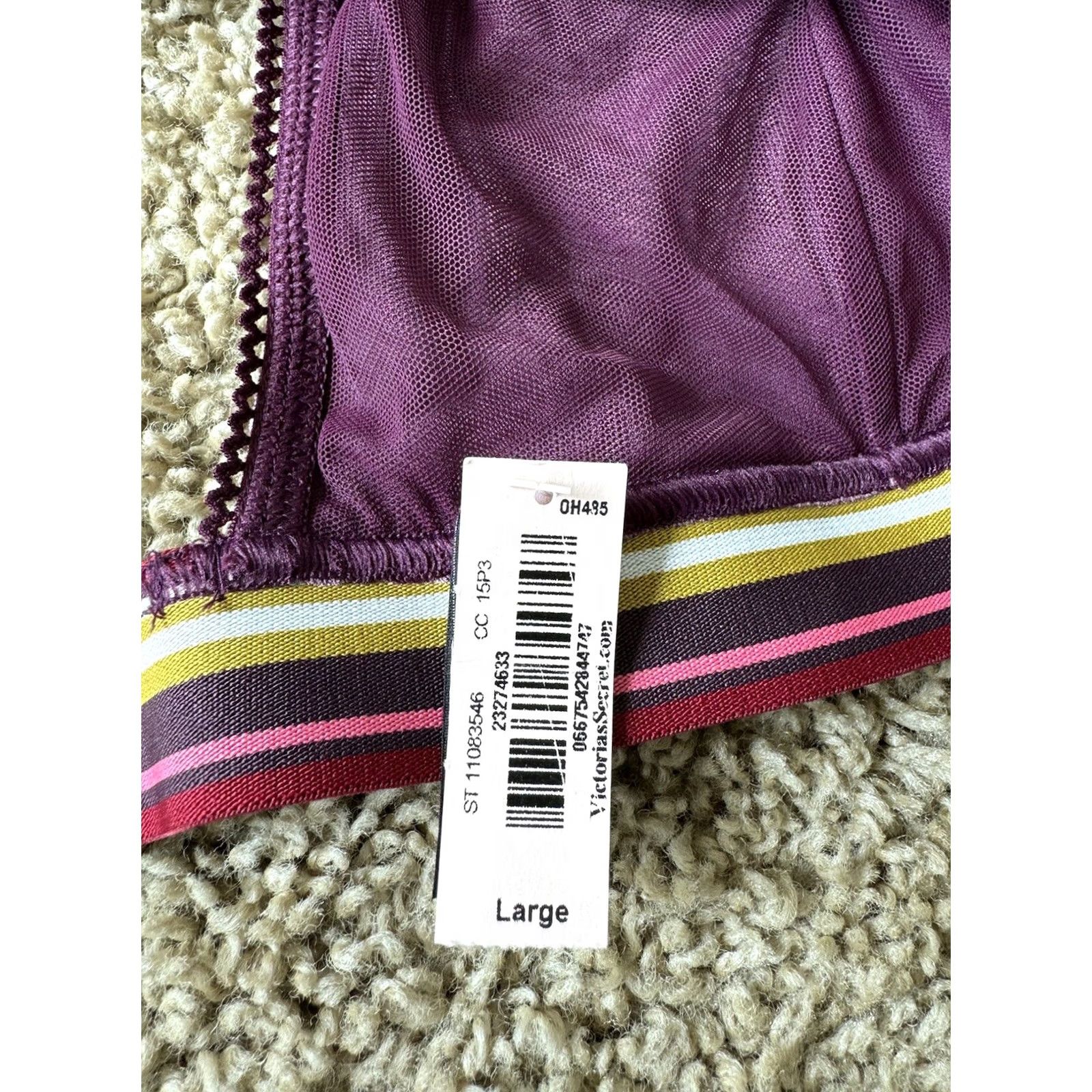 Victoria's Secret Victoria's Secret Velvet Bralette Striped Front Closure Racerback Wireless L Multicolor Shirt Womens Bra Size ONE SIZE - 5 Thumbnail