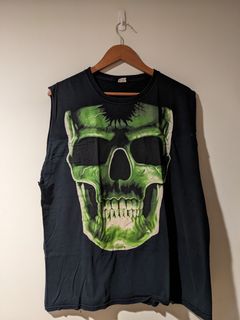 Men's Retro Green Skull Short Sleeve Cotton T-shirt - Temu