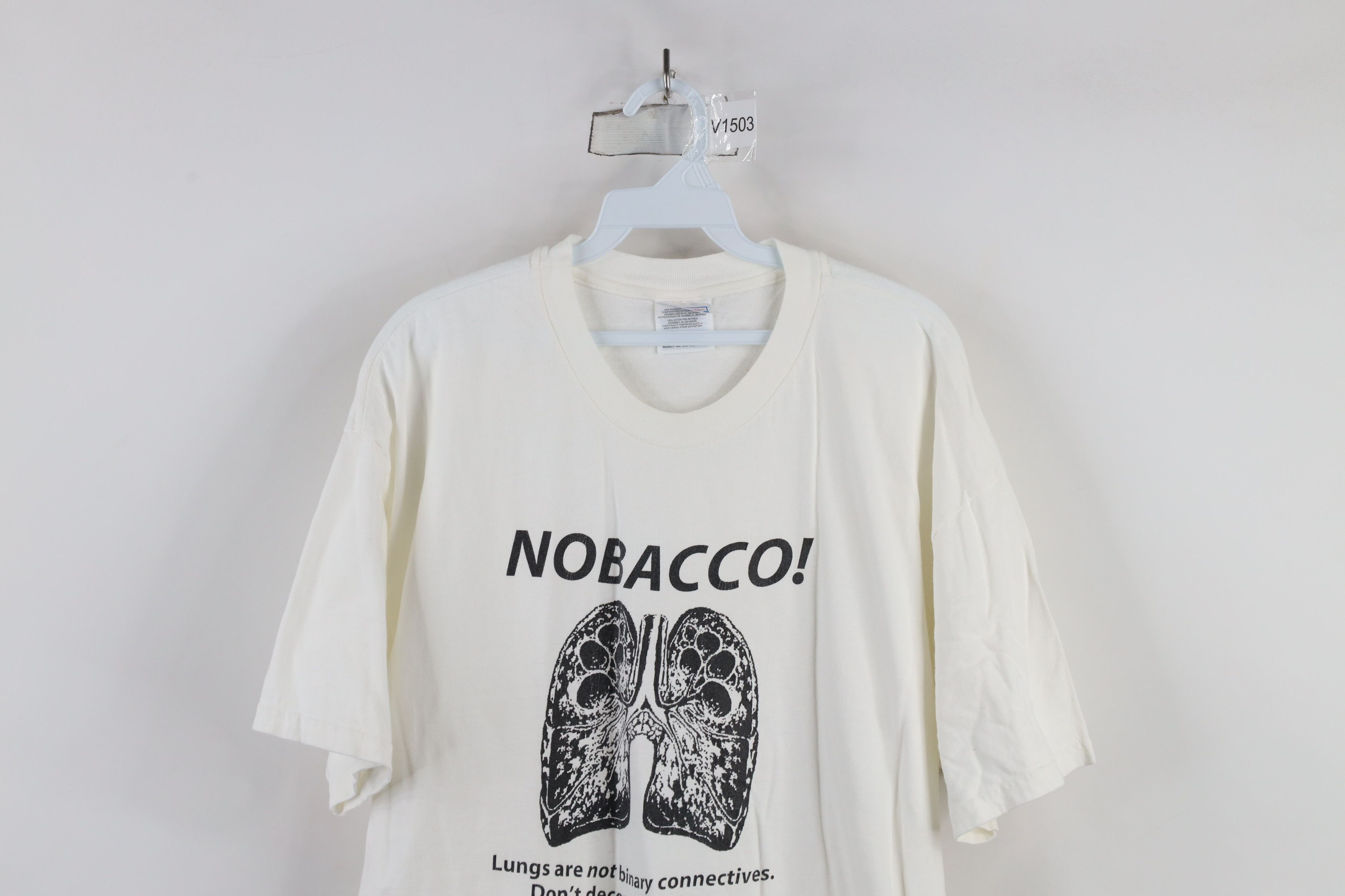 Vintage Vintage 90s Lungs Lung Cancer Short Sleeve T-Shirt White Size US XL / EU 56 / 4 - 2 Thumbnail