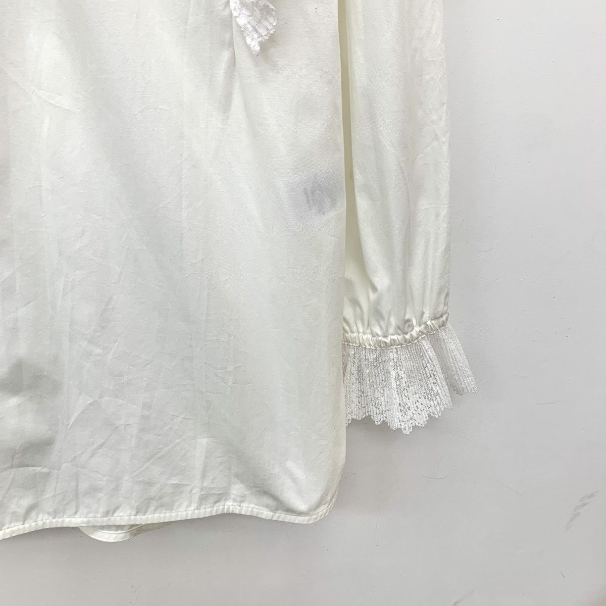 Sandro Sandro White Lace Trim Cotton Long Sleeve T-Shirt K26WX Size M / US 6-8 / IT 42-44 - 4 Thumbnail