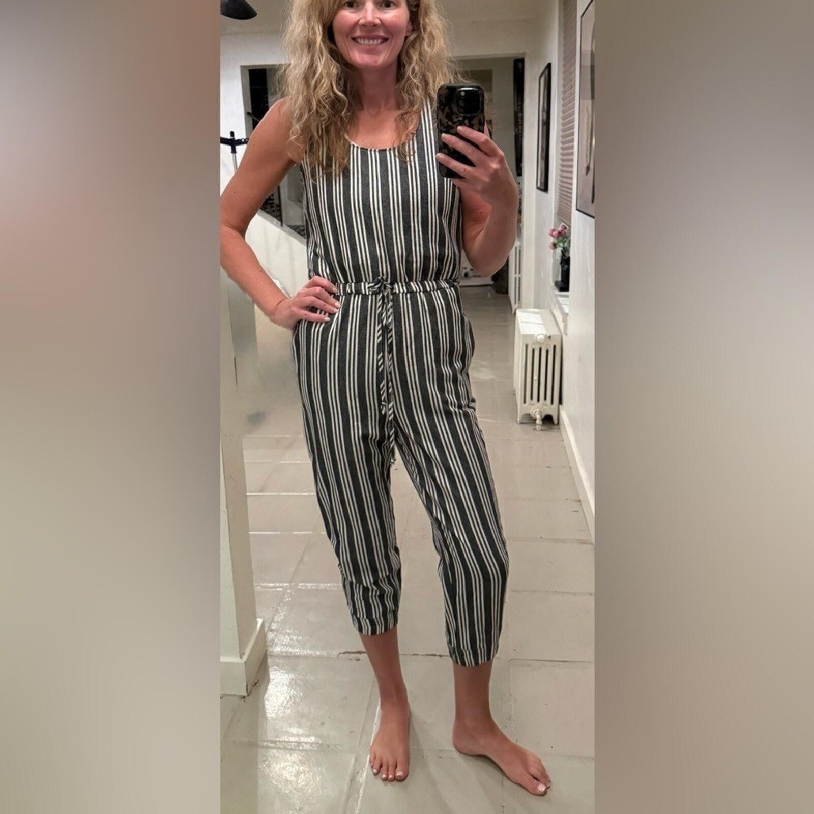 Other Anthropologie Drew Striped Drawstring Waist Jumpsuit NWOT S Size 28" / US 6 / IT 42 - 1 Thumbnail