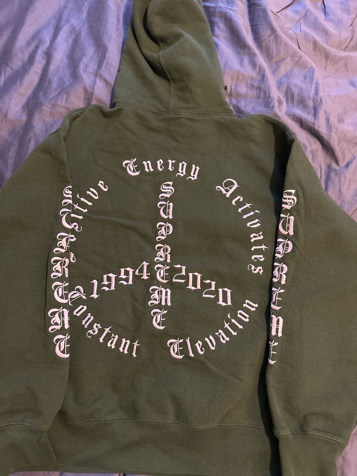 image of Supreme Peace Hoodie in Green, Men's (Size Medium)