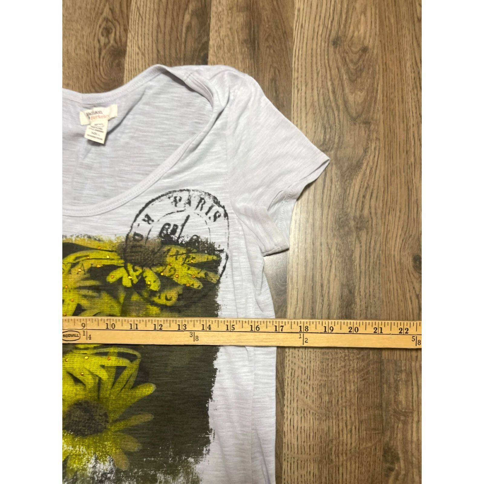 Madison Madison & Berkeley Shirt Women's Large Yellow Floral Print Short Sleeve Round Neck Pullover Casual Modern Basic T-Shirt Size L / US 10 / IT 46 - 6 Thumbnail