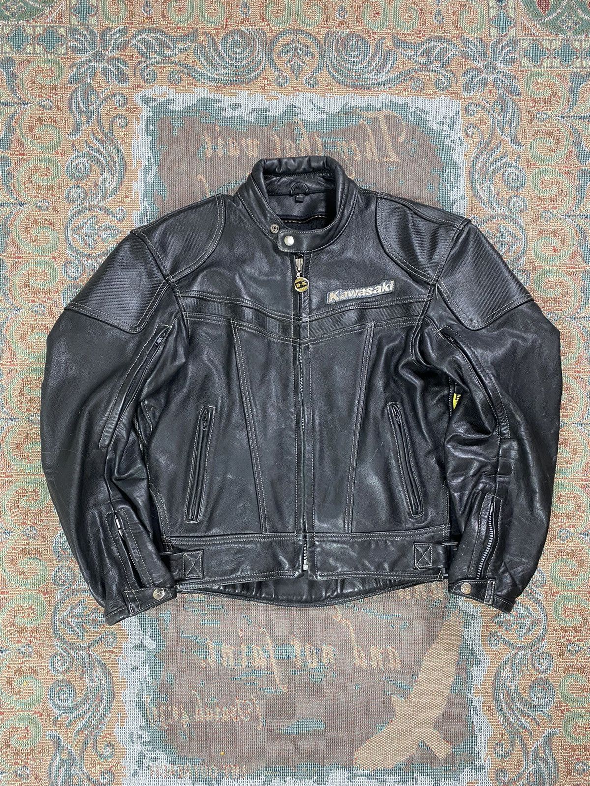 Vintage Kawasaki (Biker) Padded Leather Jacket Size US S / EU 44-46 / 1 - 2 Thumbnail