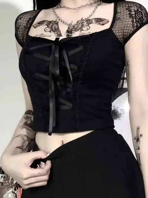 Japanese Brand × Vintage Vintage Tops Goth T-shirt Women Bodycon Bandage Size S / US 4 / IT 40 - 1 Thumbnail