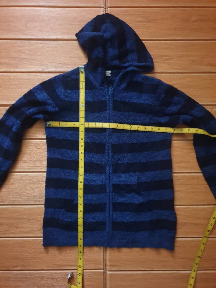 Uniqlo Uniqlo stripe blue black Fleece Hoodie Sweater Size M / US 6-8 / IT 42-44 - 7 Thumbnail