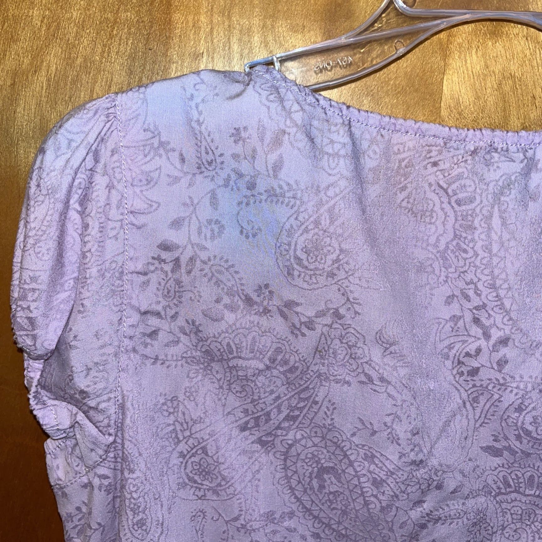 Vintage CALVIN KLEIN JEANS Women Purple Paisley Short Sleeve Blouse Medium Size M / US 6-8 / IT 42-44 - 7 Thumbnail