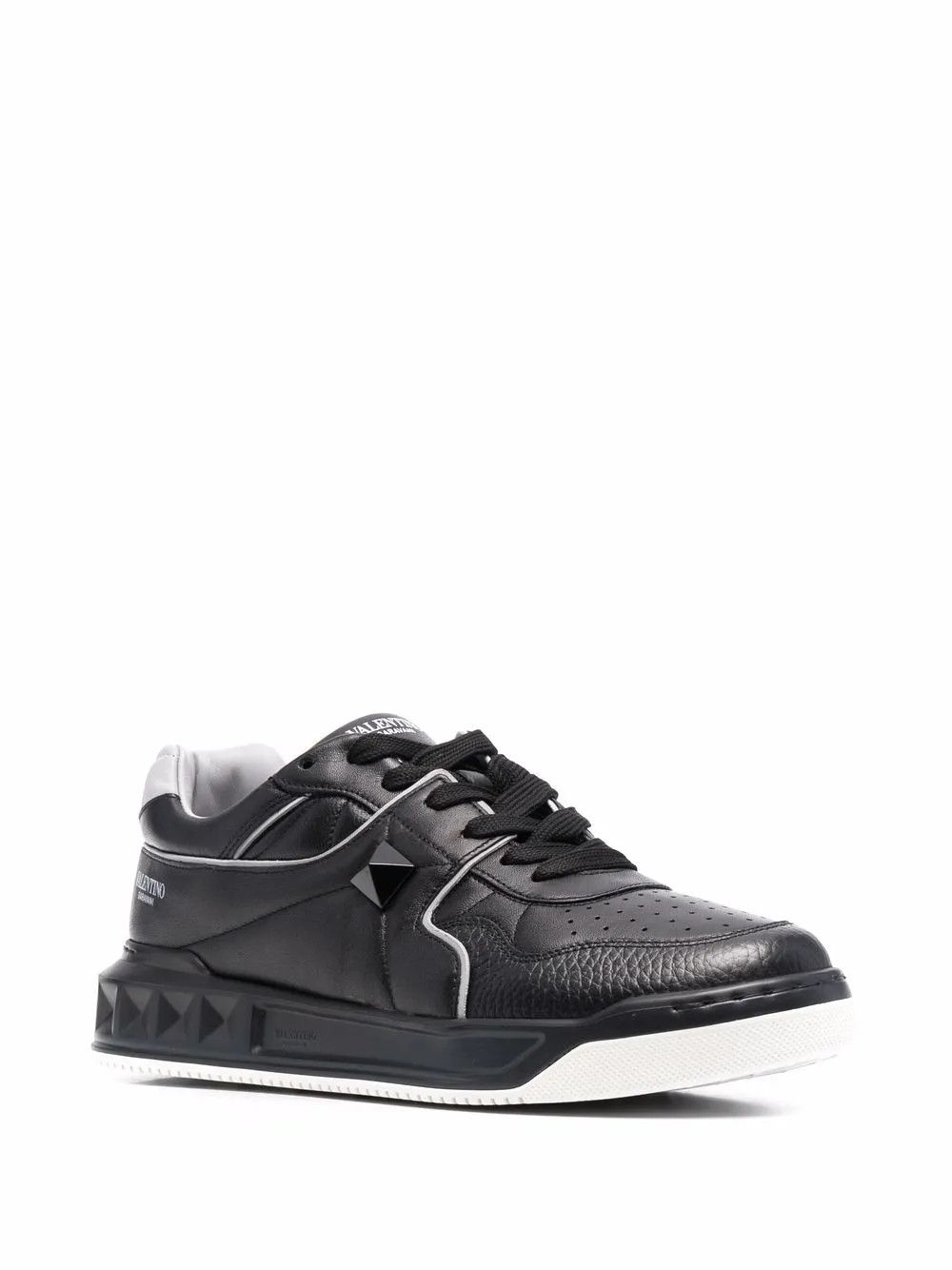 Valentino o1y0525 Logo Leather Low-Top Sneakers in Black/Gray Size US 11 / EU 44 - 2 Thumbnail