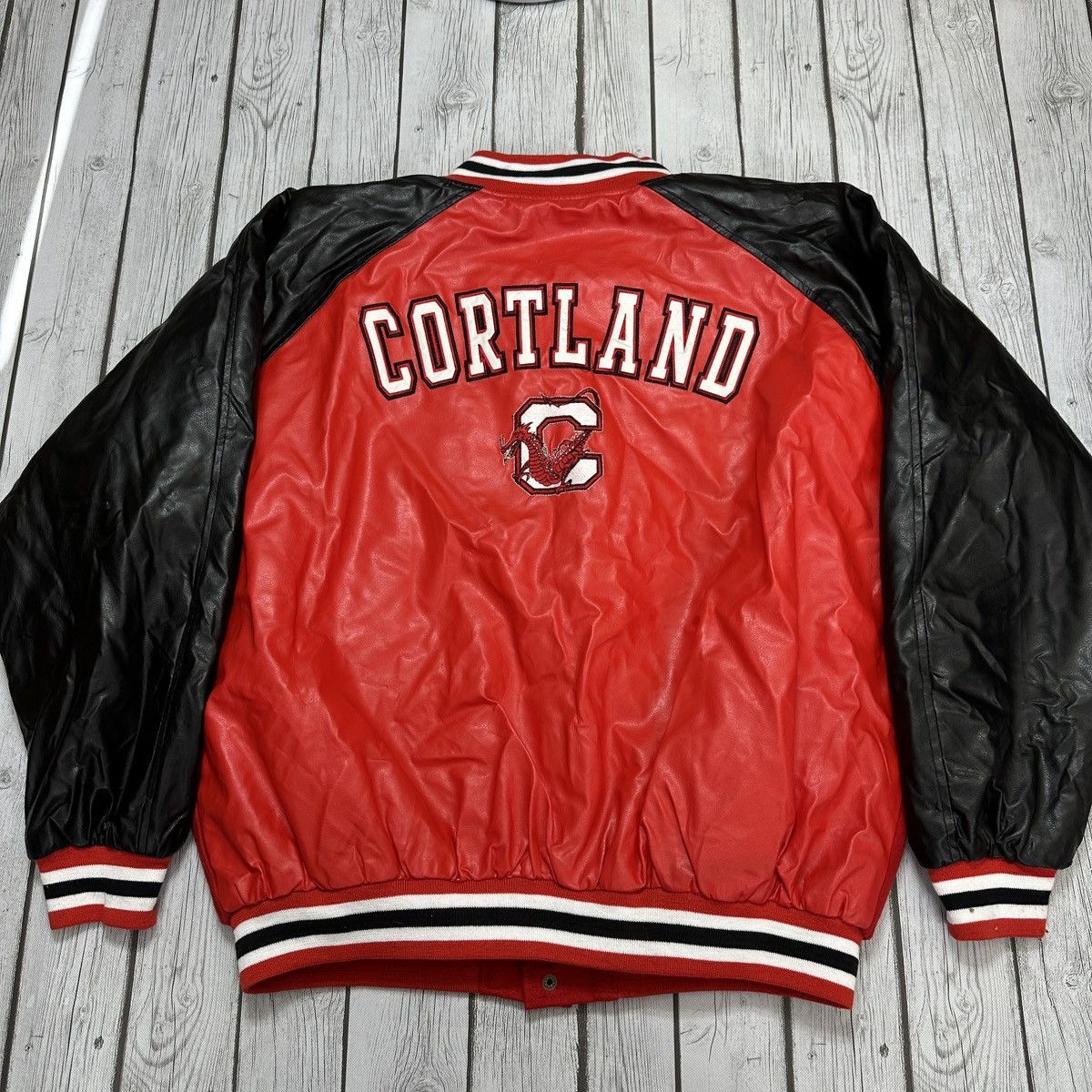 NCAA × Steve And Barrys × Vintage Vintage Cortland Red Dragons varsity jacket Size US XXL / EU 58 / 5 - 2 Thumbnail