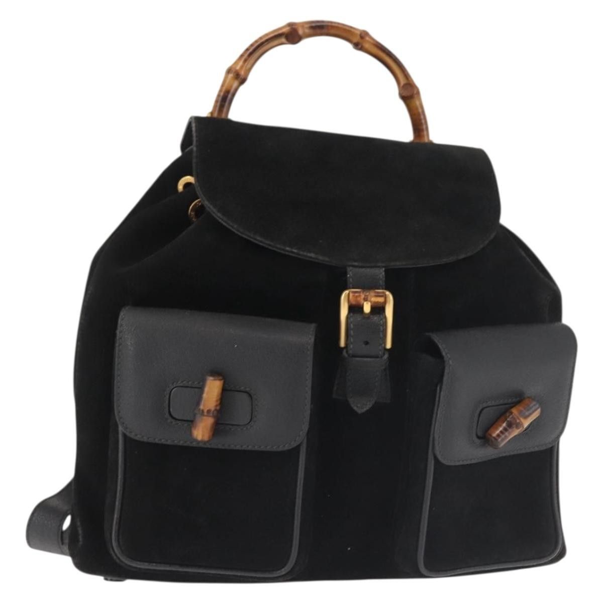 Gucci Gucci Vintage Bamboo Backpack Suede Size ONE SIZE - 1 Thumbnail