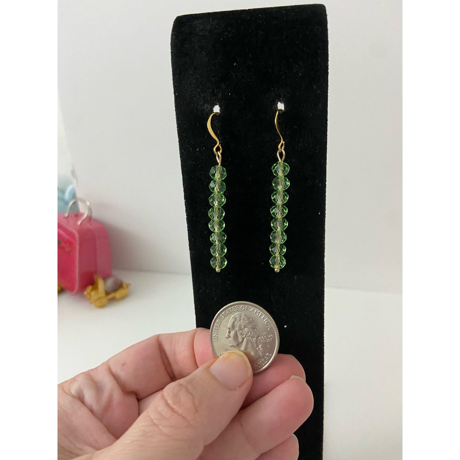 Handmade green bead earrings Size ONE SIZE - 2 Thumbnail