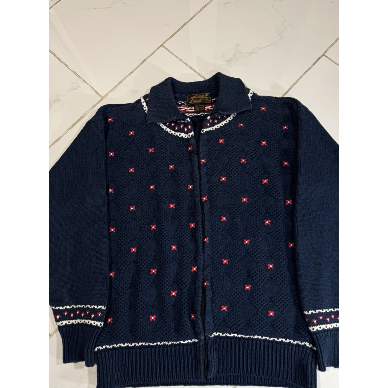 Eddie Bauer VINTAGE Eddie Bauer Full Zip Sweater Navy Blue Cotton Knit USA Size M Unisex Adults Size M / US 6-8 / IT 42-44 - 3 Thumbnail