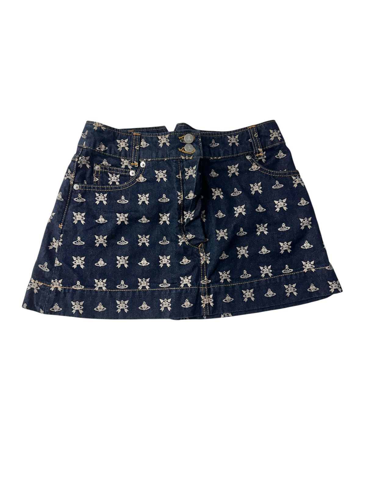 Vivienne Westwood vivienne westwood denim skull orb diamante mini skirt Size 28" / US 6 / IT 42 - 2 Thumbnail