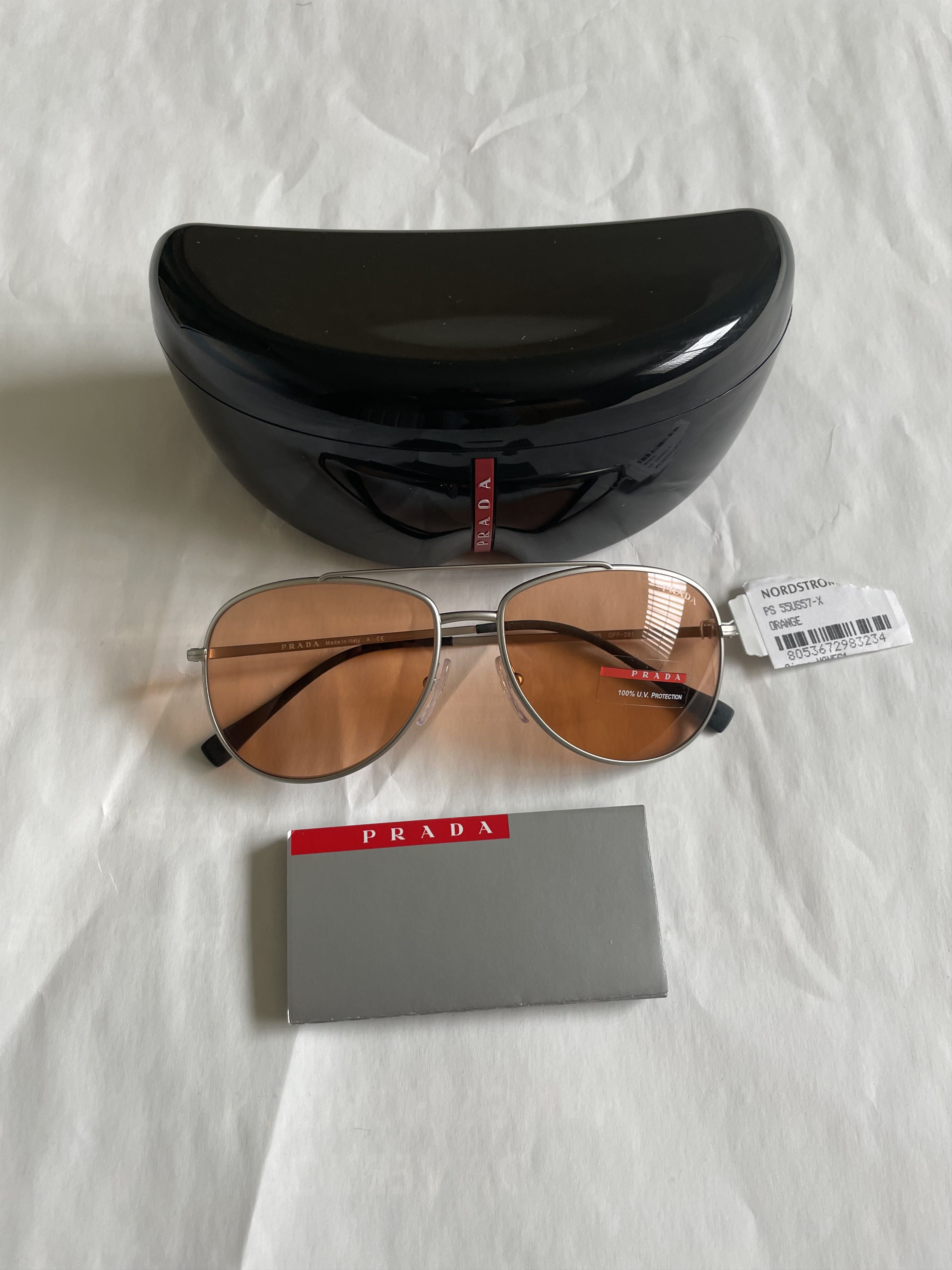 Prada PRADA SPORT SPS 55U QFP-291 SILVER/ORANGE LENS SUNGLASSES Size ONE SIZE - 5 Thumbnail