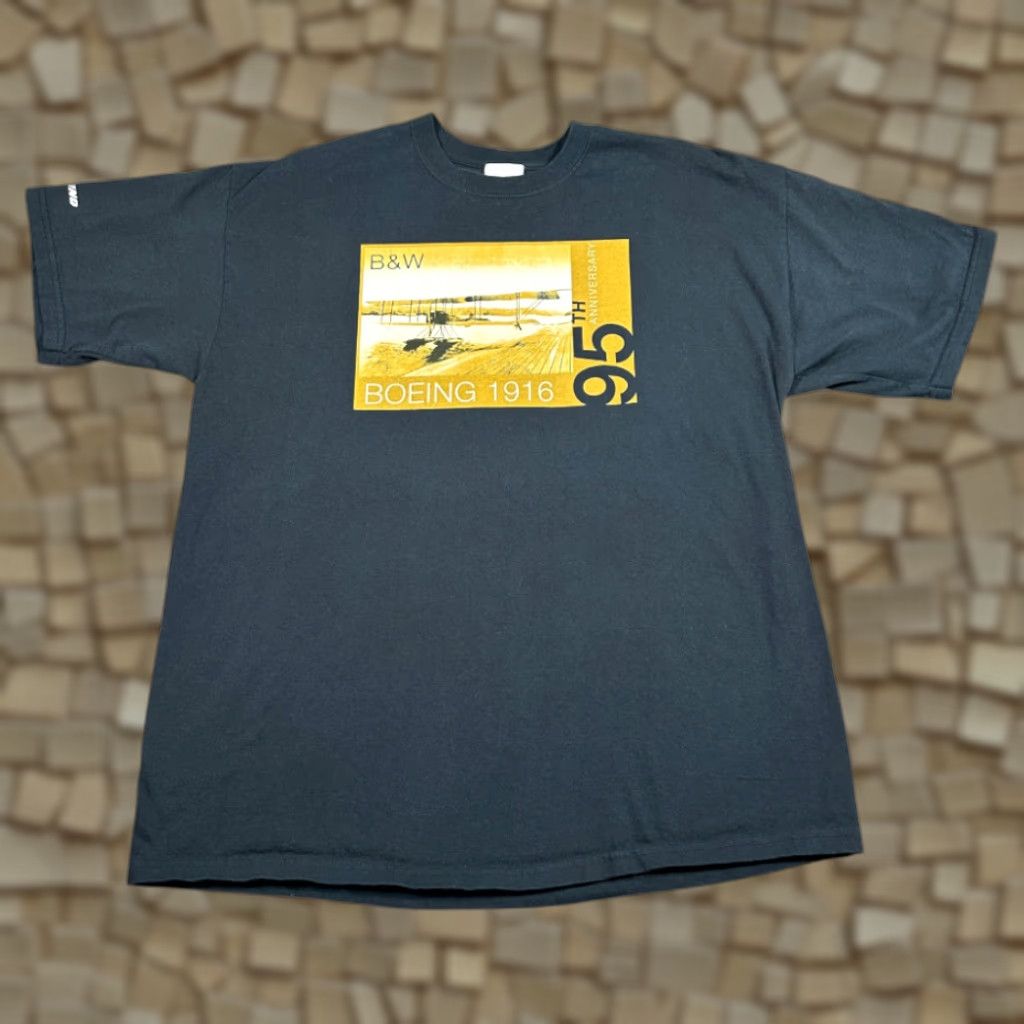 Vintage Boeing Shirt Adult XL Black Aviation Airplane 95th Anniversary Boeing Graphic Crew Neck Short Sleeve Cotton Classic Mens Size US XL / EU 56 / 4 - 1 Thumbnail