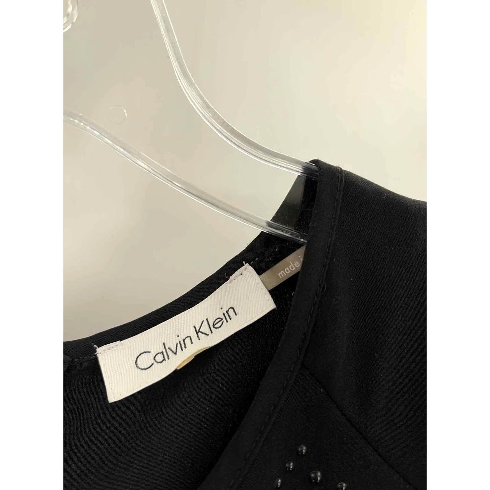 Calvin Klein Pre-Owned Calvin Klein Black Size Large Beaded Sleeveless Top Size L / US 10 / IT 46 - 2 Thumbnail
